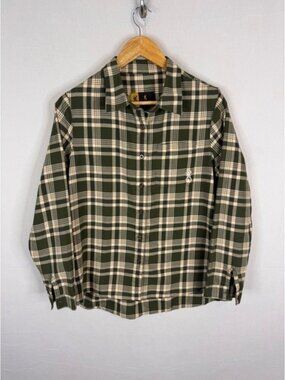 Browning Mens Green Plaid Flannel Long Sleeve Button Down Shirt Size Medium